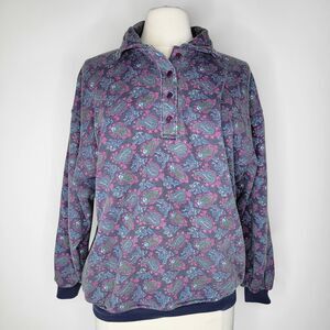 Vintage EURO JOY Paisley Print Henley Sweater Size S Oversized Psychedelic Boho